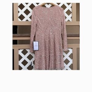 Adrianna Papell Beaded Long Sleeve Cocktail Dress.